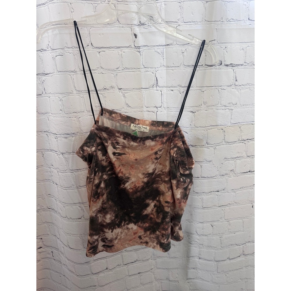 Full Circle Trends Tie Dye Crop Top Spaghetti Strap Casual 2X